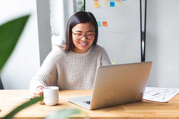 Girl on her computer